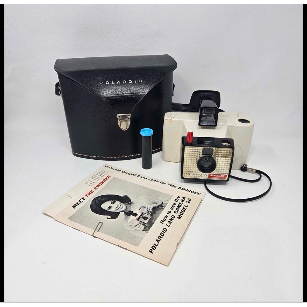 Polaroid Swinger Model 20 Land Camera with Carryall Case 320 and Manual Vintage